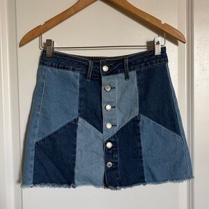 American Eagle Outfitters Denim Patchwork Mini Skirt
